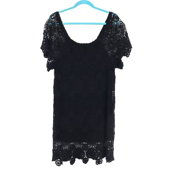 Nightcap Dresses & Skirts - Nightcap Crochet Shift Dress Womens 2 Black Boho Witchy Whimsigoth Goth LBD 70's